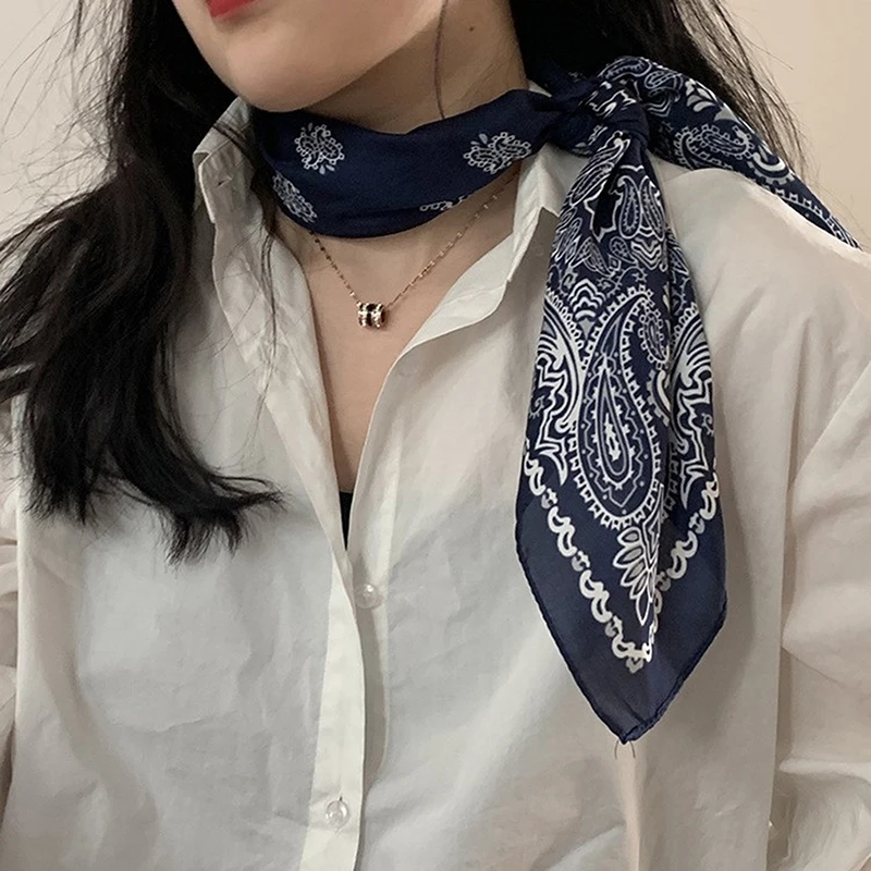 Luxury Fashion 70cm Satin Square Silk Scarf For Women Hair Hand Neckerchief Wrist Hijab Wraps Lady Shawl Ribbon Bandana