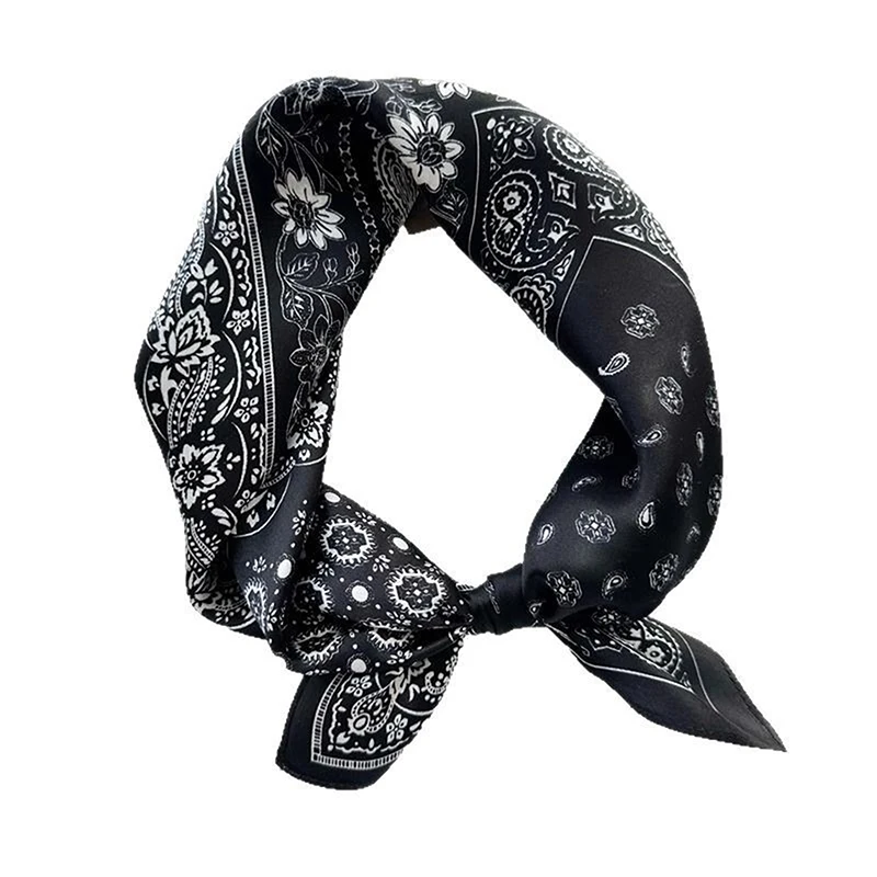 Luxury Fashion 70cm Satin Square Silk Scarf For Women Hair Hand Neckerchief Wrist Hijab Wraps Lady Shawl Ribbon Bandana