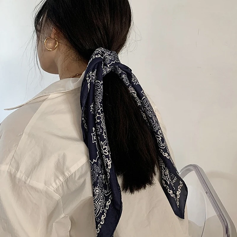 Luxury Fashion 70cm Satin Square Silk Scarf For Women Hair Hand Neckerchief Wrist Hijab Wraps Lady Shawl Ribbon Bandana