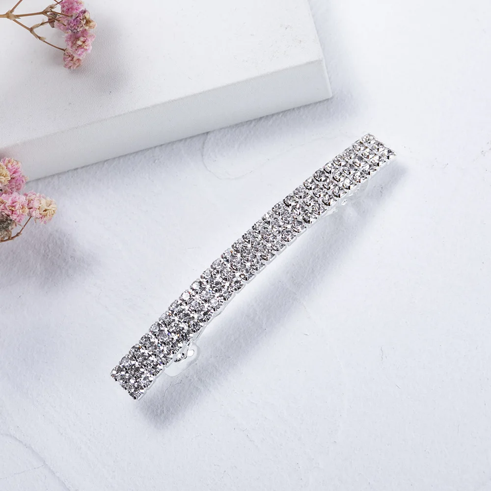 European and American new rhinestone spring clamp rhinestone disc hair luxury high-end spring ponytail clip