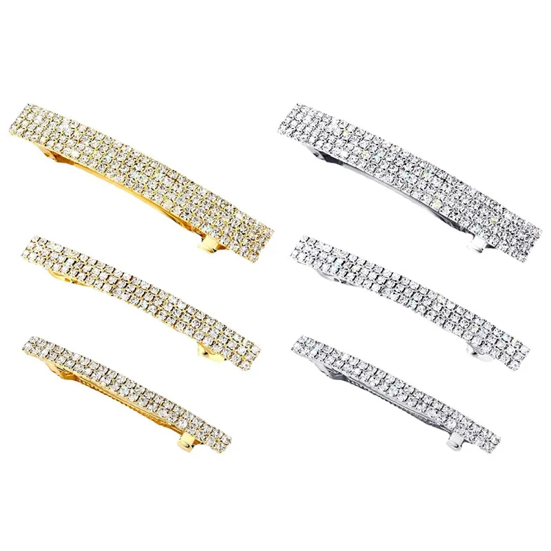 European and American new rhinestone spring clamp rhinestone disc hair luxury high-end spring ponytail clip