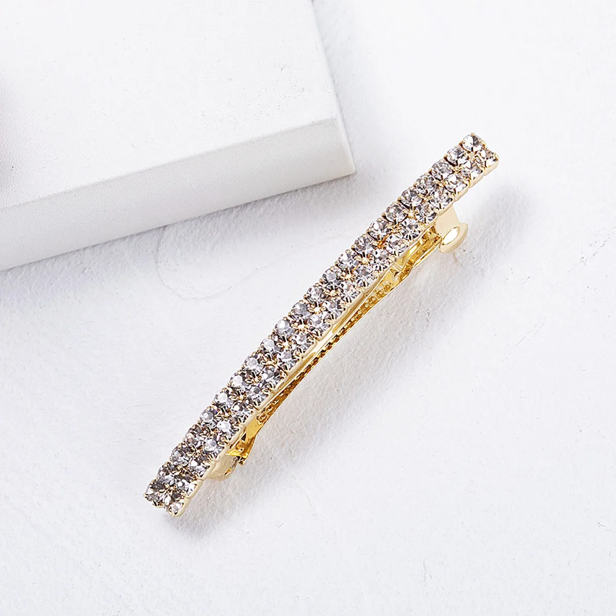 European and American new rhinestone spring clamp rhinestone disc hair luxury high-end spring ponytail clip