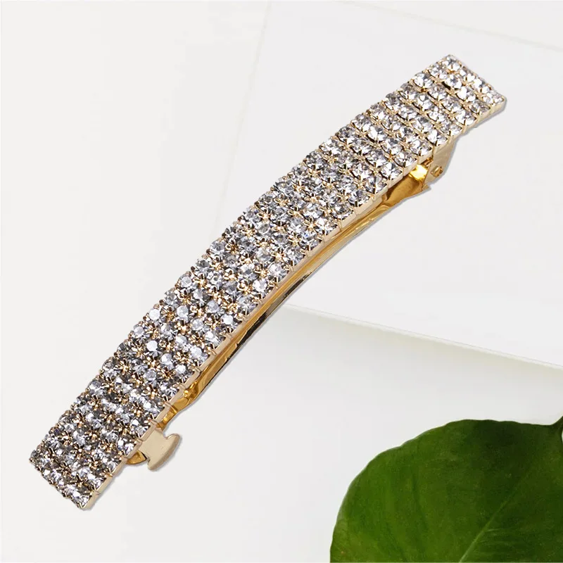 European and American new rhinestone spring clamp rhinestone disc hair luxury high-end spring ponytail clip