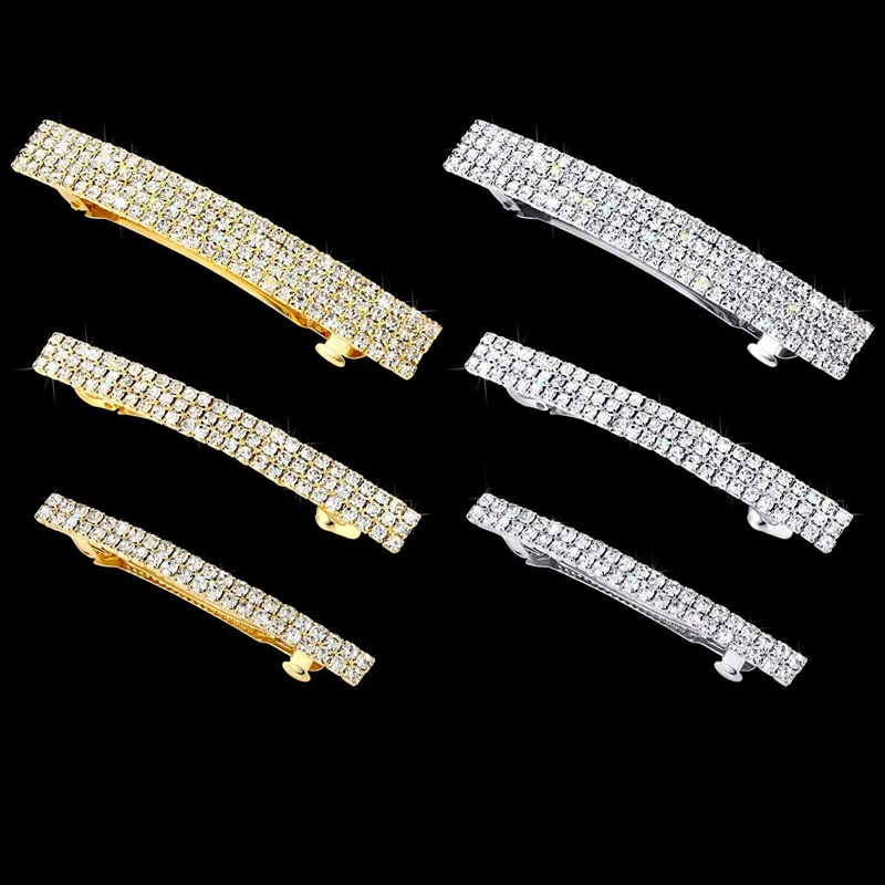 European and American new rhinestone spring clamp rhinestone disc hair luxury high-end spring ponytail clip