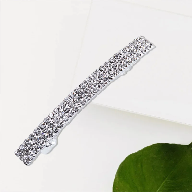 European and American new rhinestone spring clamp rhinestone disc hair luxury high-end spring ponytail clip