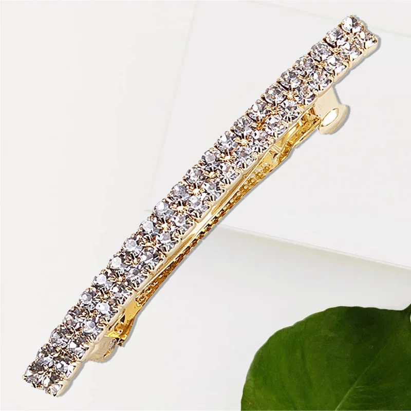 European and American new rhinestone spring clamp rhinestone disc hair luxury high-end spring ponytail clip
