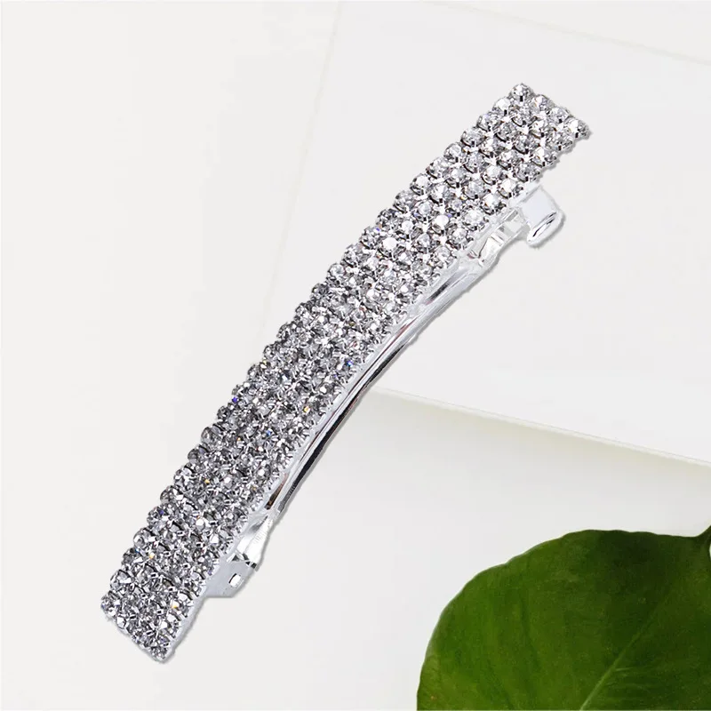 European and American new rhinestone spring clamp rhinestone disc hair luxury high-end spring ponytail clip