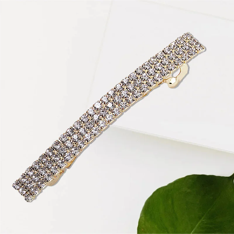 European and American new rhinestone spring clamp rhinestone disc hair luxury high-end spring ponytail clip