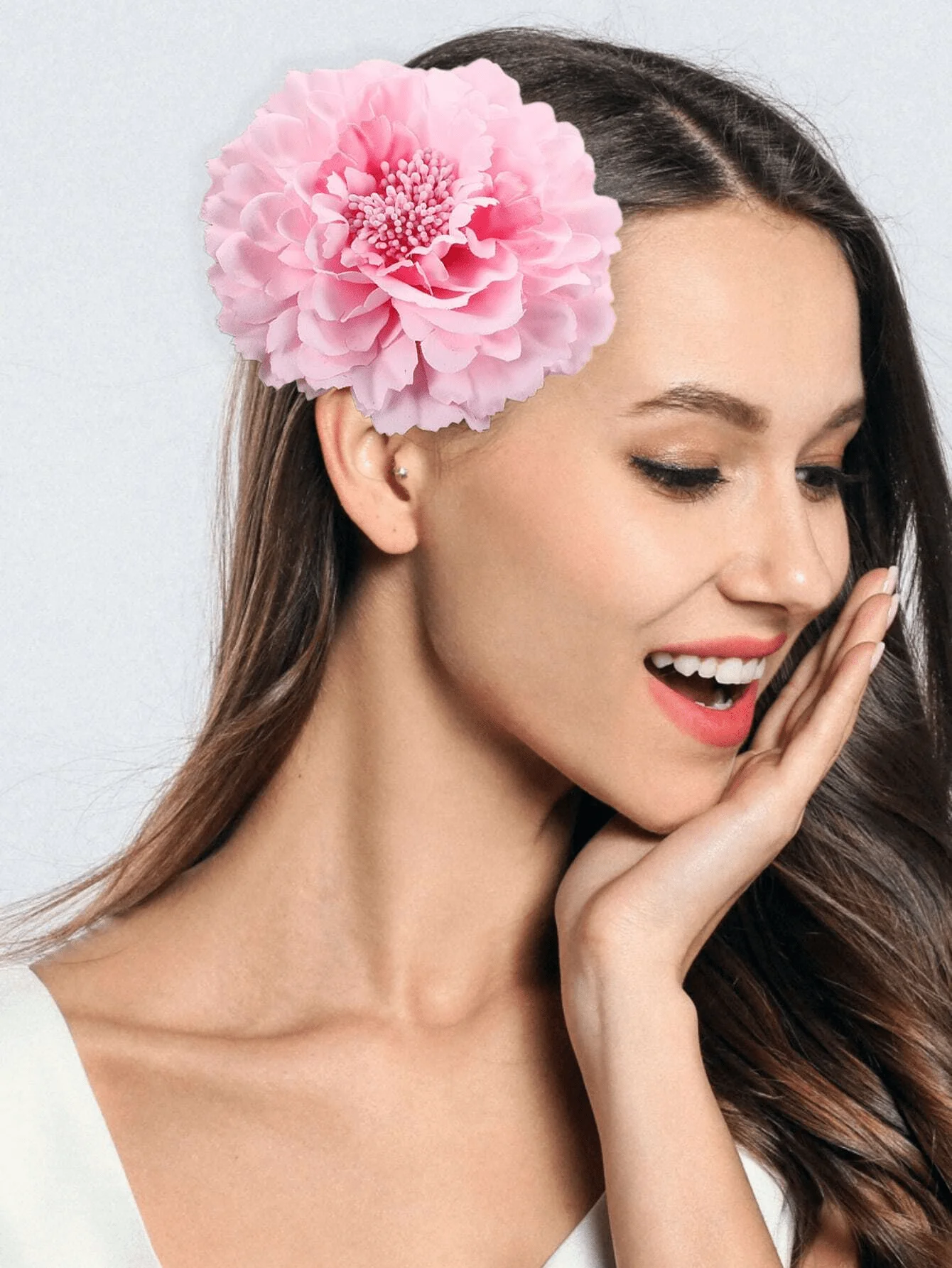Fashion Peony Flower Women Hair Clip DIY Straw Hat Accessories Beach Holiday Bohemia Emulation Girl Hair Barrettes Headband