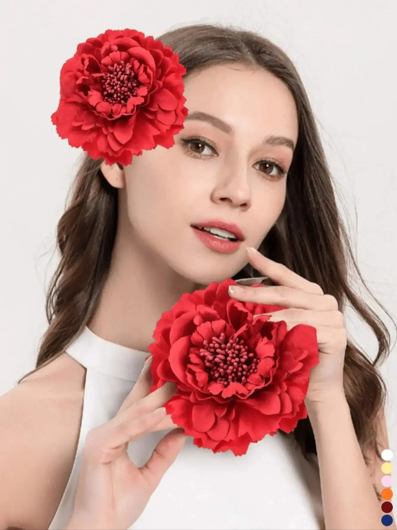 Fashion Peony Flower Women Hair Clip DIY Straw Hat Accessories Beach Holiday Bohemia Emulation Girl Hair Barrettes Headband