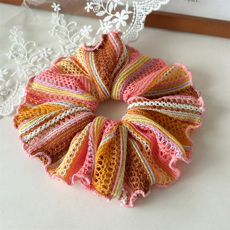 Large Women Knit Scrunchies Elastic Hair Band Ponytail Holder Tie Hair Hoop Scrunchy Rubber Band Women Hair Accessories Headwear