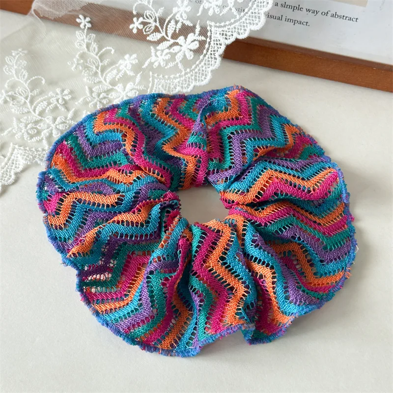 Large Women Knit Scrunchies Elastic Hair Band Ponytail Holder Tie Hair Hoop Scrunchy Rubber Band Women Hair Accessories Headwear