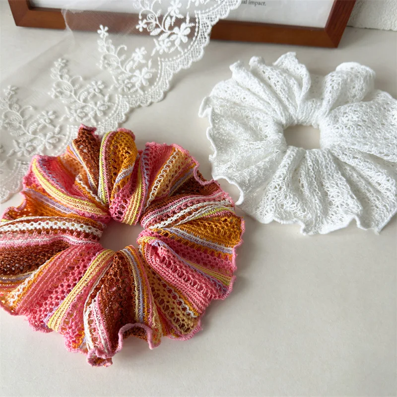 Large Women Knit Scrunchies Elastic Hair Band Ponytail Holder Tie Hair Hoop Scrunchy Rubber Band Women Hair Accessories Headwear