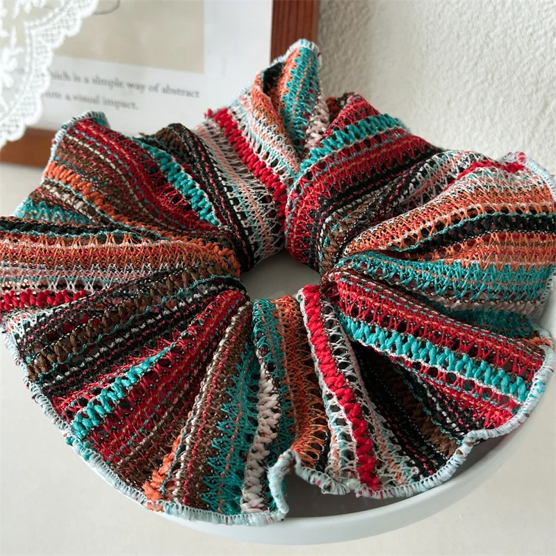 Large Women Knit Scrunchies Elastic Hair Band Ponytail Holder Tie Hair Hoop Scrunchy Rubber Band Women Hair Accessories Headwear