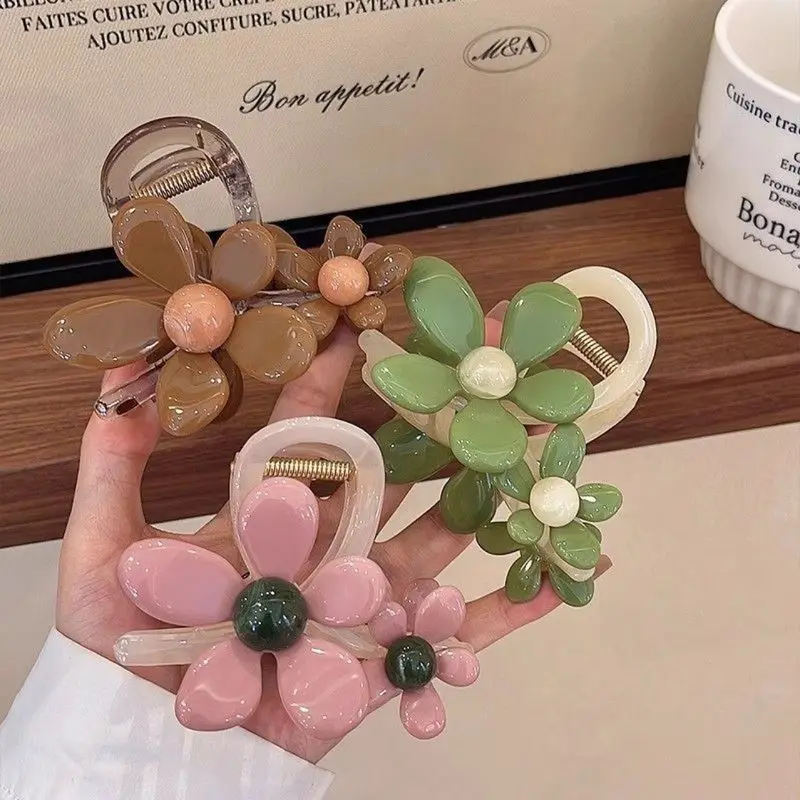 1pc Super fairy flower Korean style grab clip women's new hair clip with high-end temperament and shark clip hair accessory