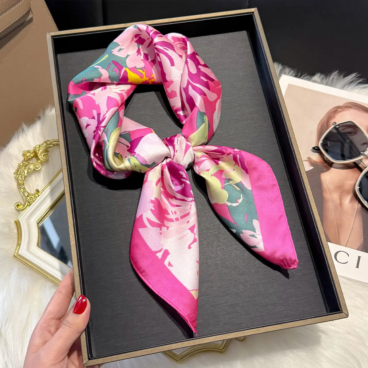 NEW Paisley Silk Square Scarf Women Satin Shawl Wrap Hijab Female Hair Band Wrist Luxury Headkerchief 70*70cm Echarpe Bandana