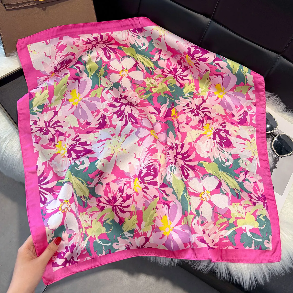 NEW Paisley Silk Square Scarf Women Satin Shawl Wrap Hijab Female Hair Band Wrist Luxury Headkerchief 70*70cm Echarpe Bandana