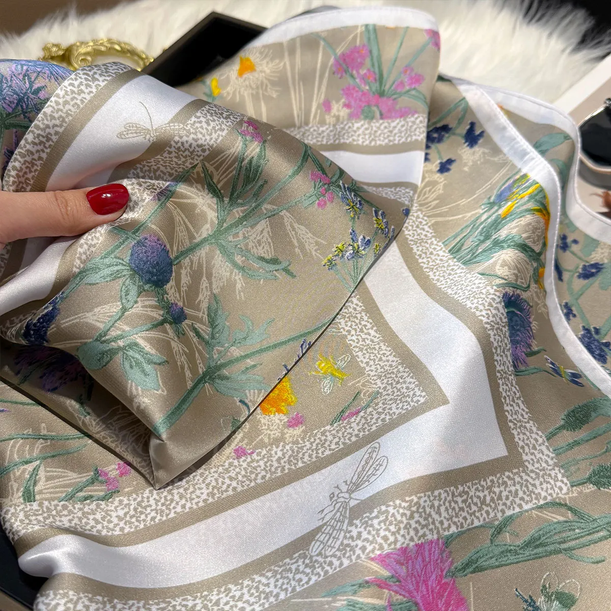 NEW Paisley Silk Square Scarf Women Satin Shawl Wrap Hijab Female Hair Band Wrist Luxury Headkerchief 70*70cm Echarpe Bandana