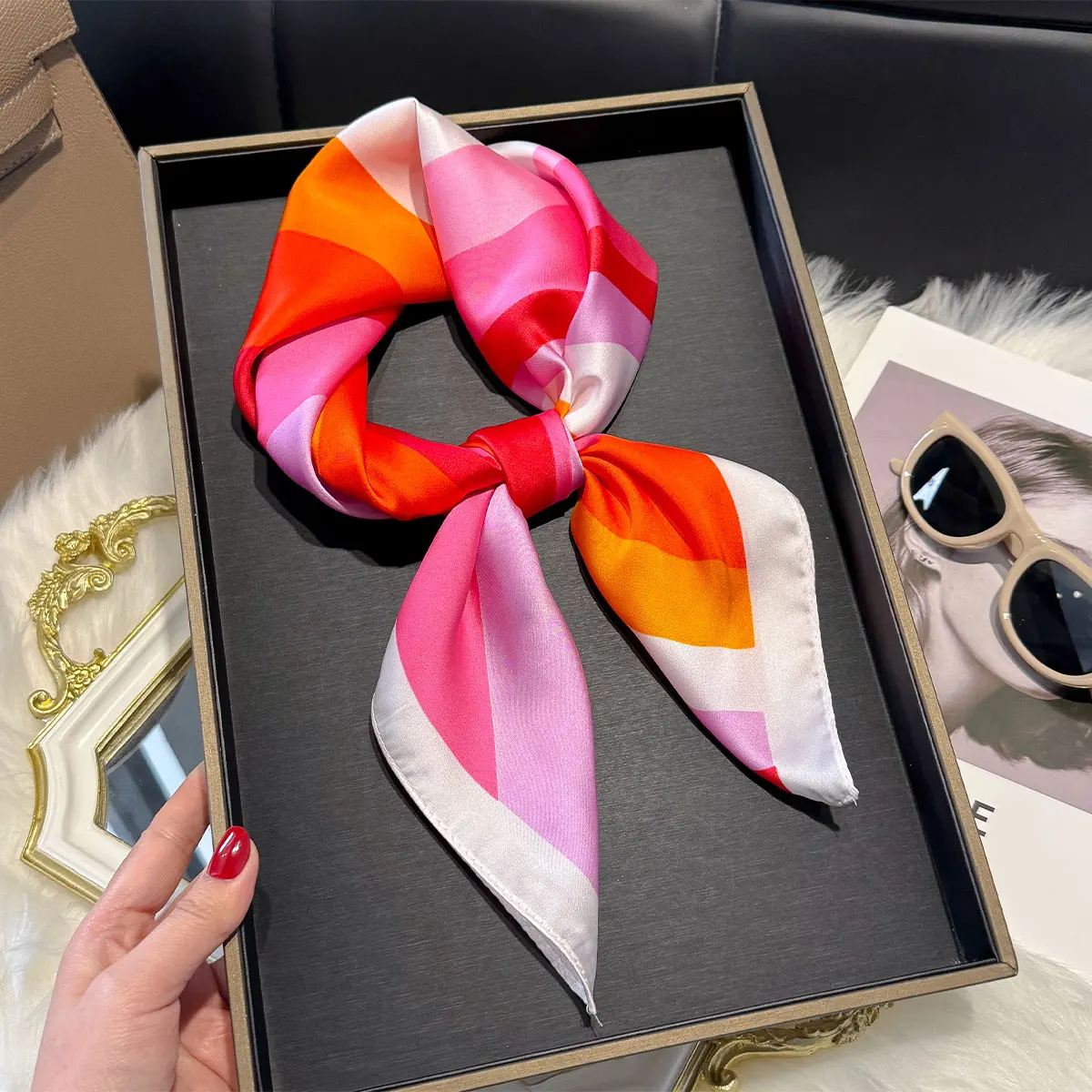 NEW Paisley Silk Square Scarf Women Satin Shawl Wrap Hijab Female Hair Band Wrist Luxury Headkerchief 70*70cm Echarpe Bandana