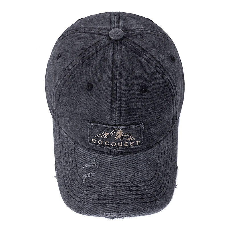 New Style Unisex Washed Cotton Vintage Baseball Cap Mountain Peak Embroidery Outdoor Sports Dad Hat For Men And Women