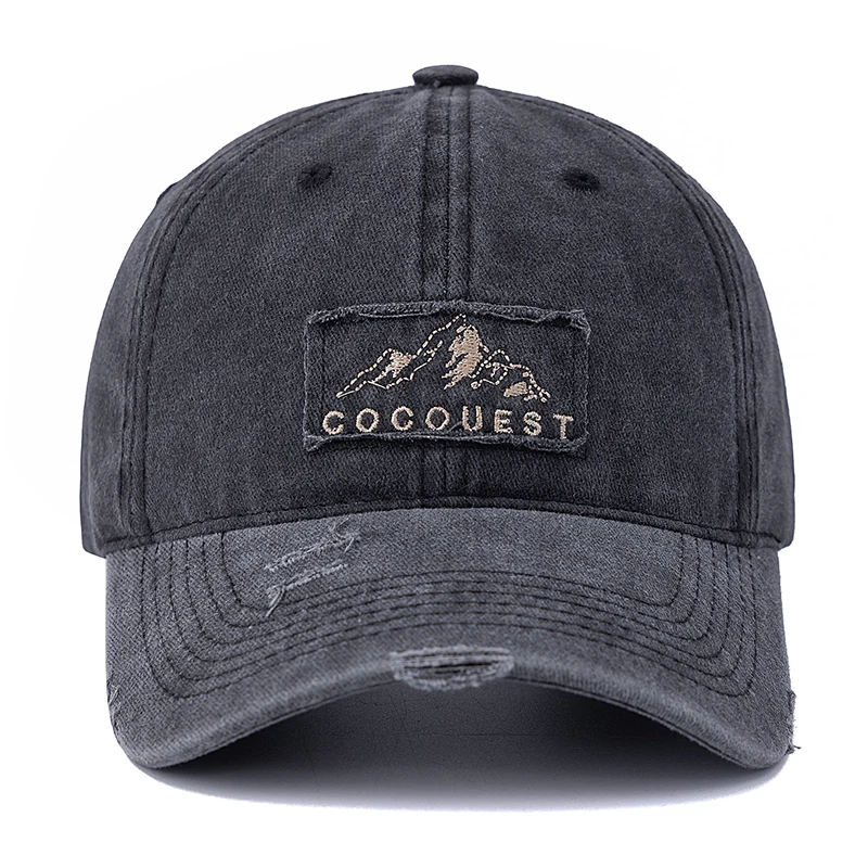 New Style Unisex Washed Cotton Vintage Baseball Cap Mountain Peak Embroidery Outdoor Sports Dad Hat For Men And Women
