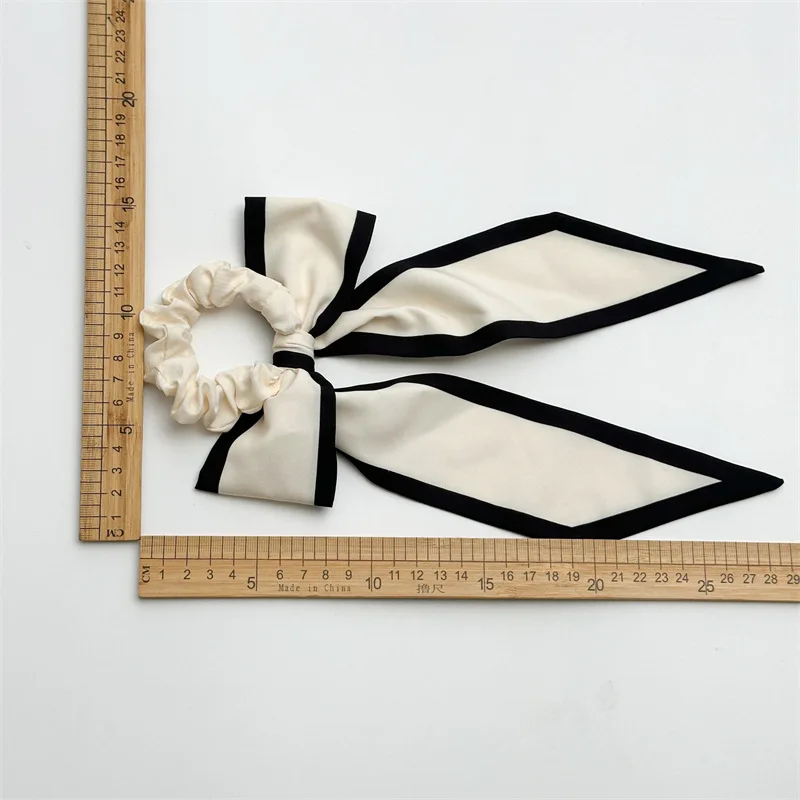 1Pc Fashion Solid Bow Ribbon Tassel Hair Scrunchies Elastic Hair Bands For Women Hair Tie Party Ponytail Ribbon Hair Accessories
