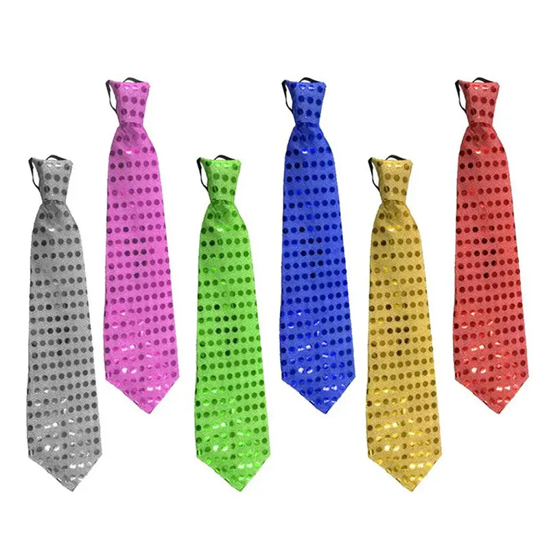 10pcs Men's Sequined Tie Banquet Parties Necktie 70s Retro Glitter Festival Party Clothing Accessories Wedding Party Gifts