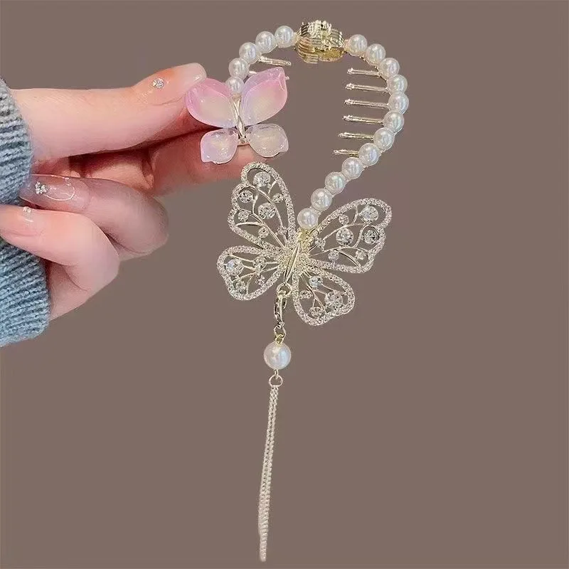 Women's Tassel Diamond Hair Clip Exquisite Glitter Maruko Headband Hair Claw Clip Elegant hair accessory For Girlfriend Wife