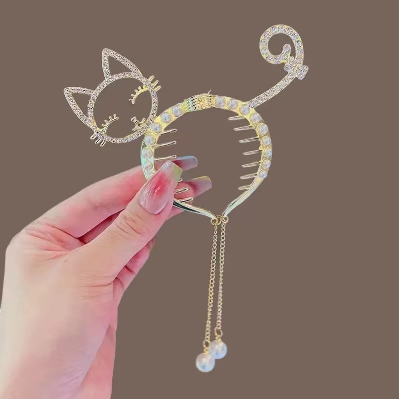 Women's Tassel Diamond Hair Clip Exquisite Glitter Maruko Headband Hair Claw Clip Elegant hair accessory For Girlfriend Wife