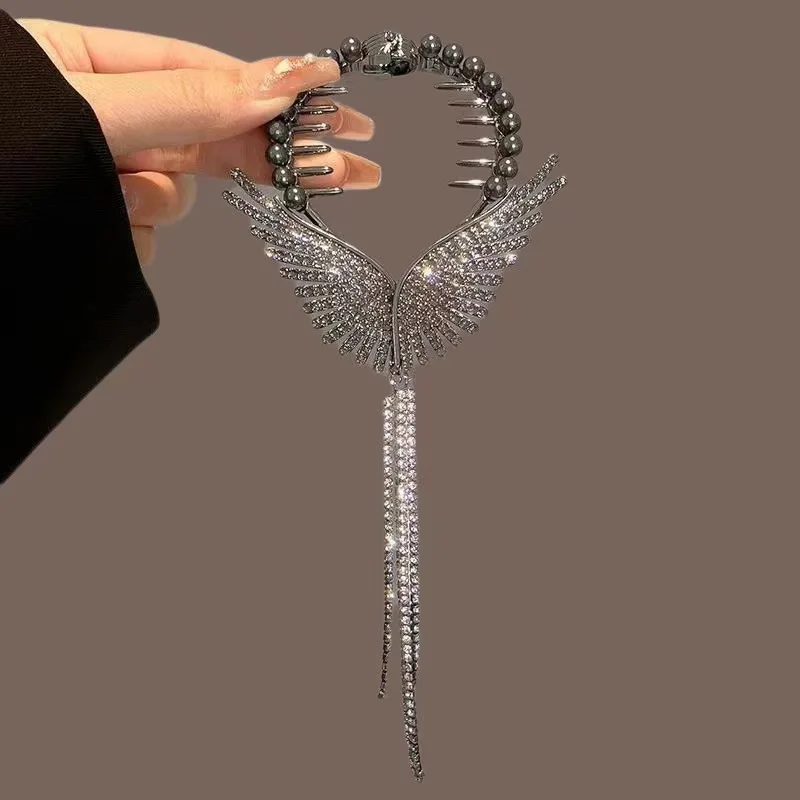 Women's Tassel Diamond Hair Clip Exquisite Glitter Maruko Headband Hair Claw Clip Elegant hair accessory For Girlfriend Wife