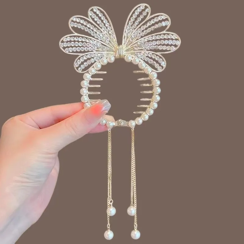 Women's Tassel Diamond Hair Clip Exquisite Glitter Maruko Headband Hair Claw Clip Elegant hair accessory For Girlfriend Wife