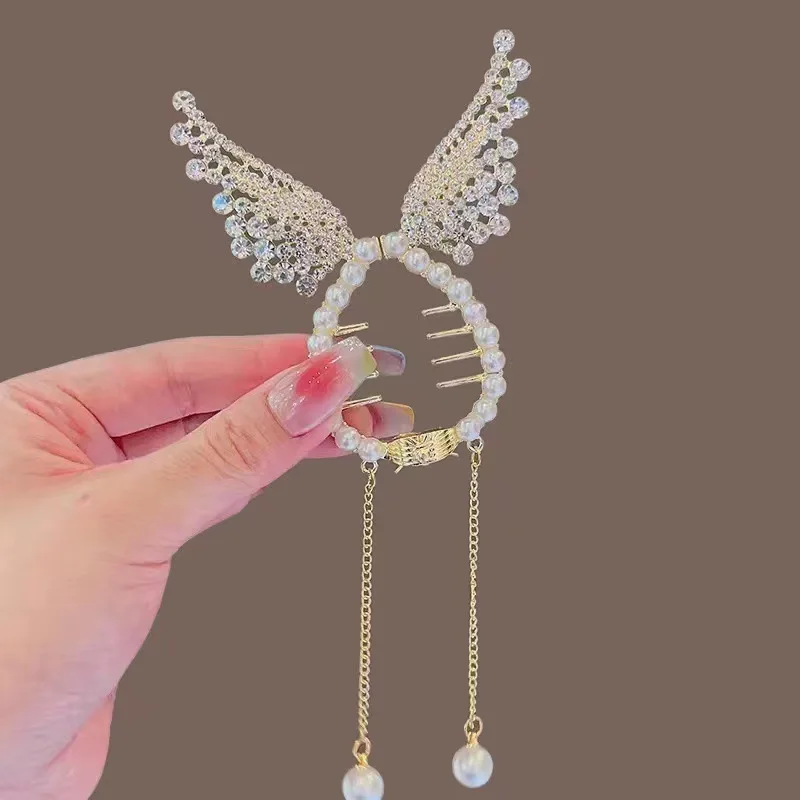 Women's Tassel Diamond Hair Clip Exquisite Glitter Maruko Headband Hair Claw Clip Elegant hair accessory For Girlfriend Wife