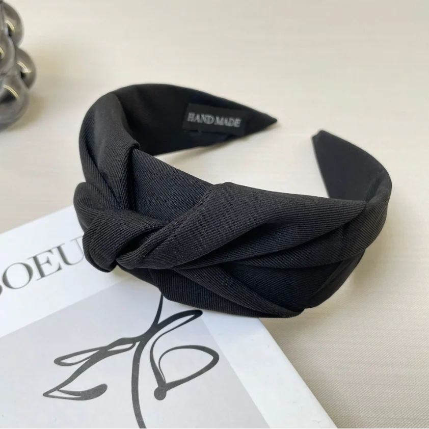 Solid Color Knotted Headband For Women Soft Fabric Wide Hairband Fashion Turban Hair Hoop Girls Daily Hair Accessories