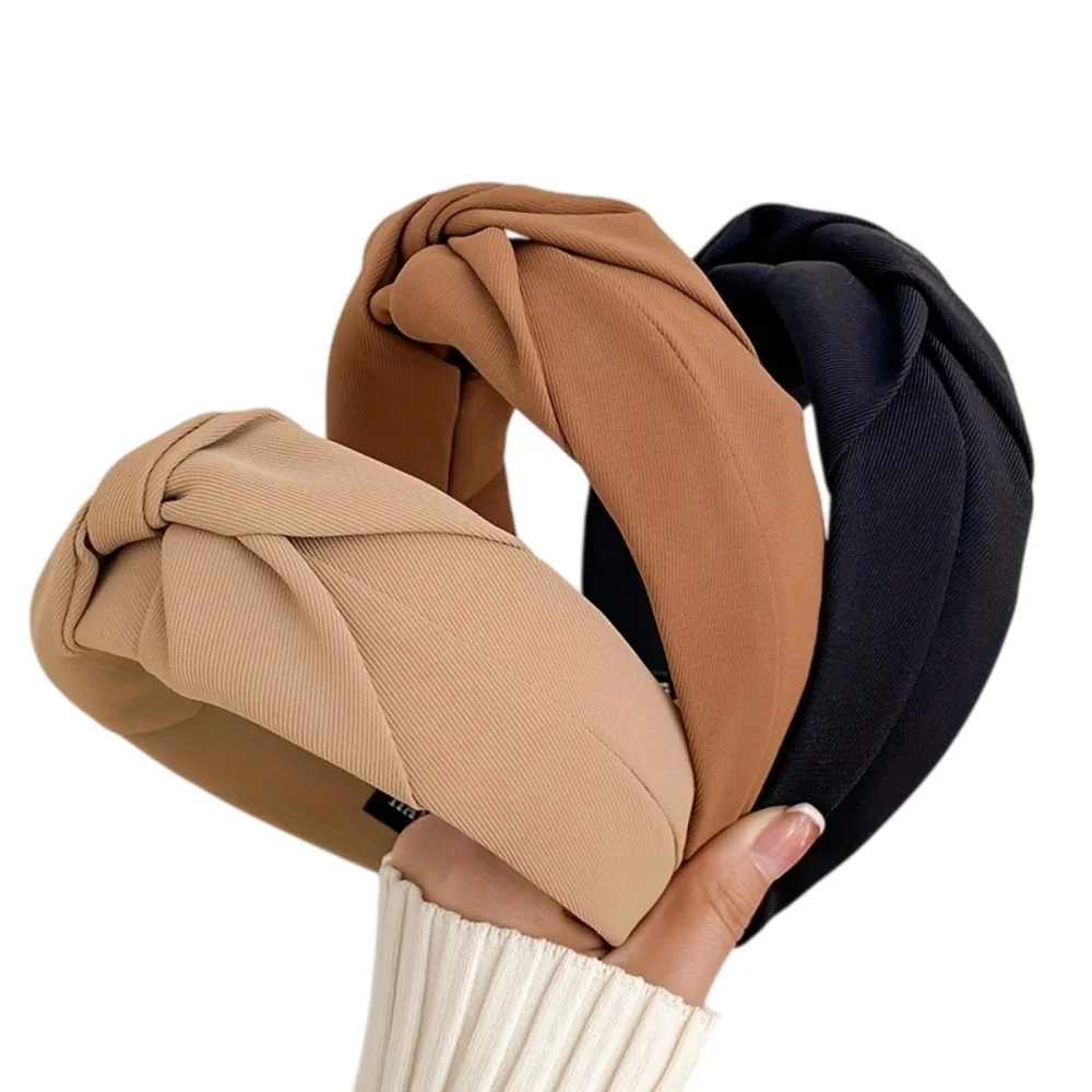 Solid Color Knotted Headband For Women Soft Fabric Wide Hairband Fashion Turban Hair Hoop Girls Daily Hair Accessories
