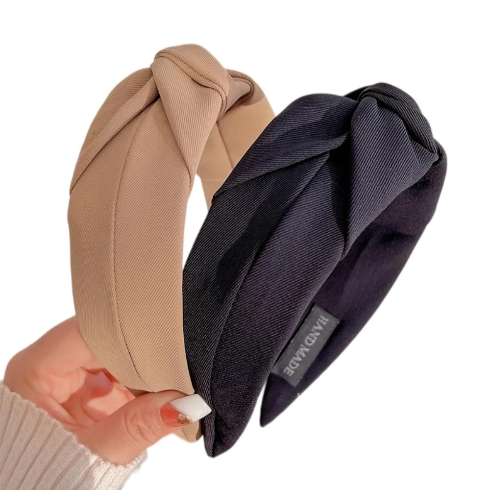 Solid Color Knotted Headband For Women Soft Fabric Wide Hairband Fashion Turban Hair Hoop Girls Daily Hair Accessories