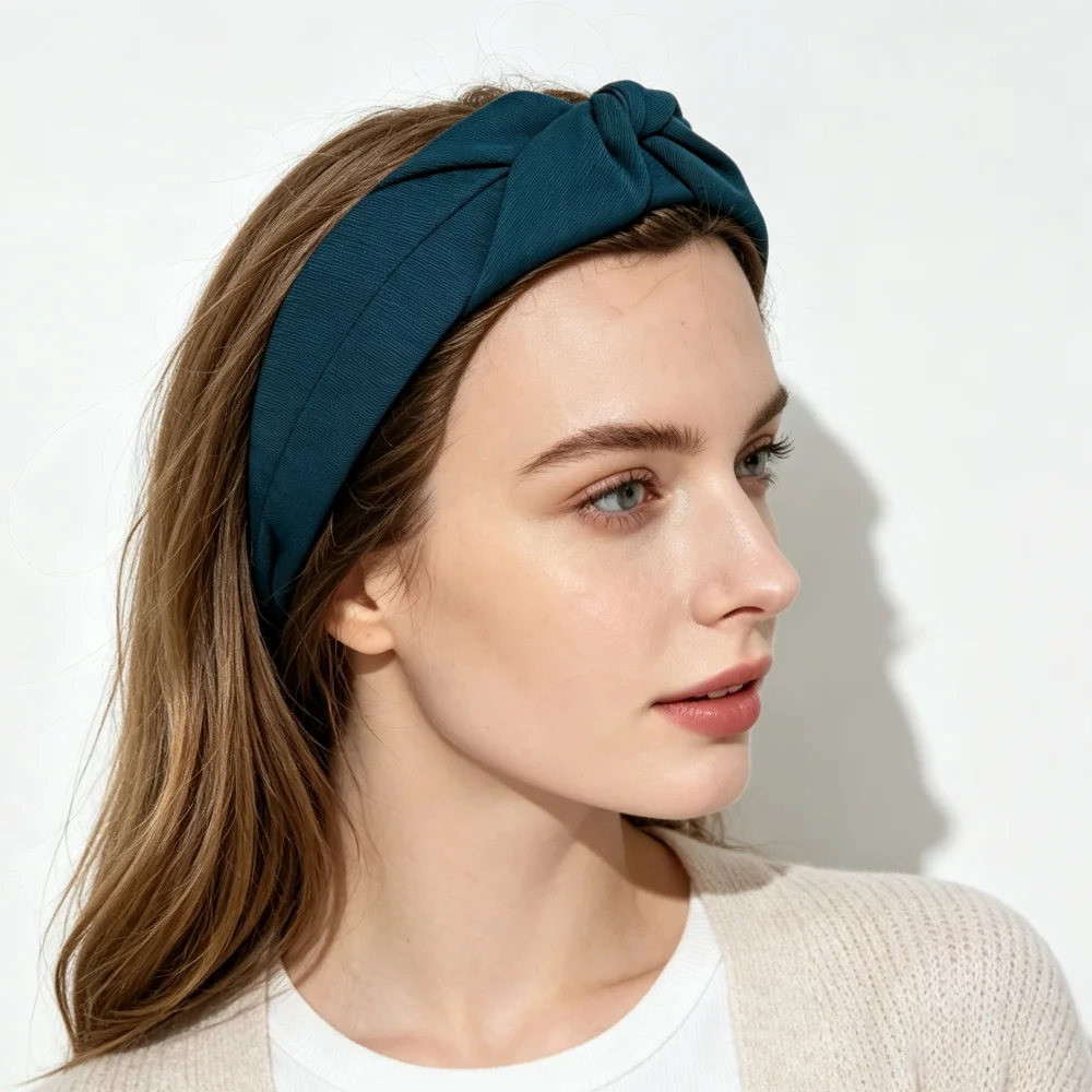 Solid Color Knotted Headband For Women Soft Fabric Wide Hairband Fashion Turban Hair Hoop Girls Daily Hair Accessories