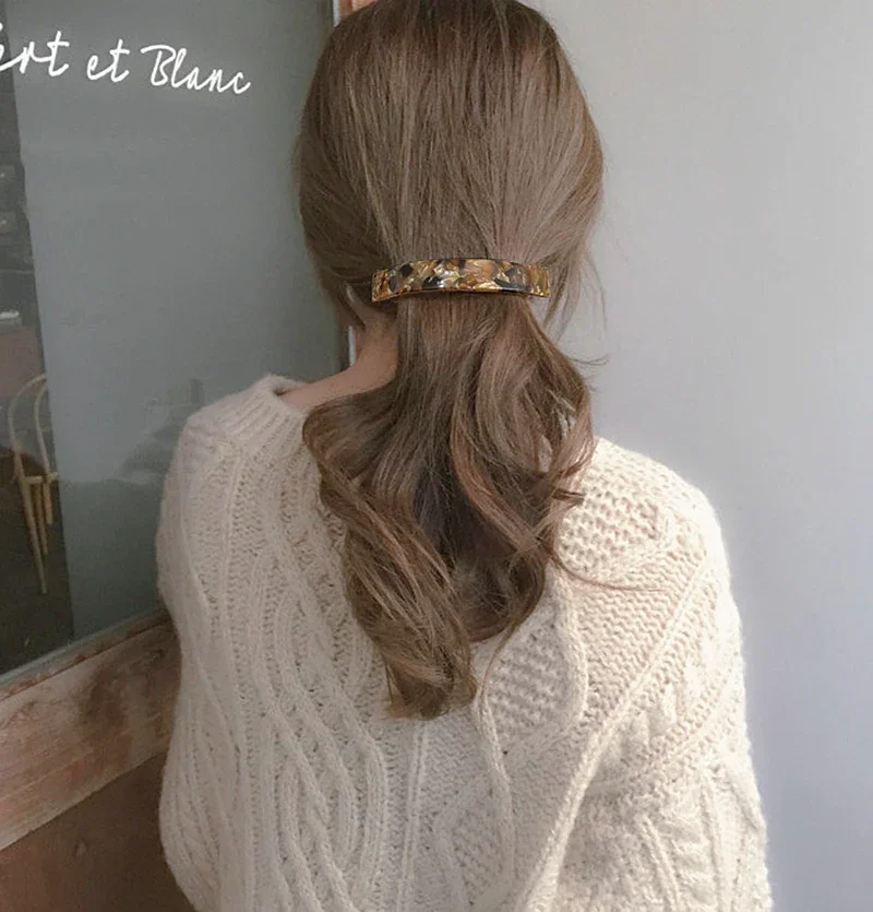 French minimalist temperament~High quality spring clip curved ponytail clip from South Korea France