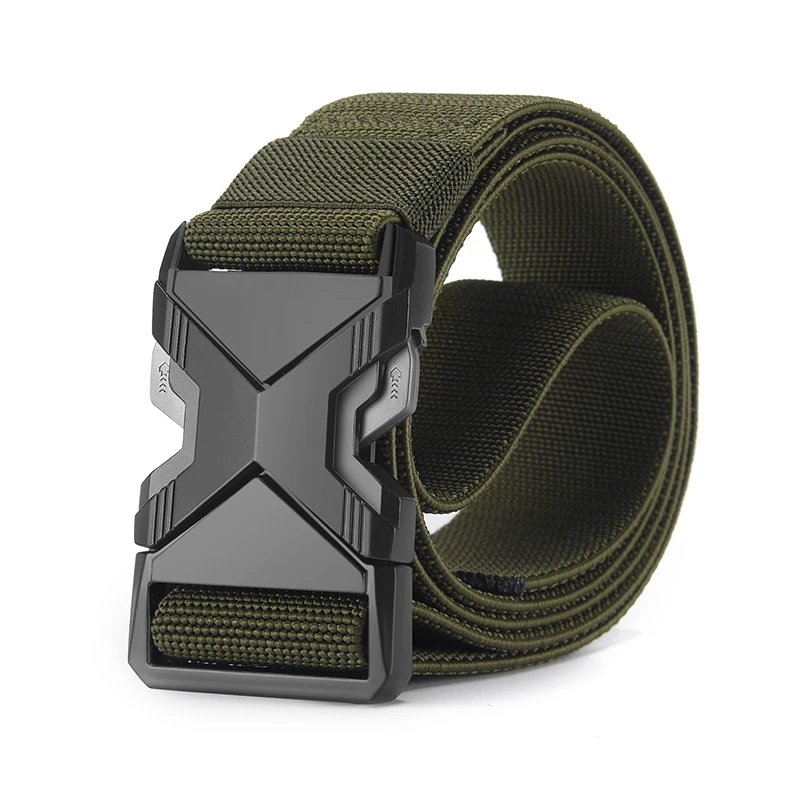 New Fashionable Men's Automatic Buckle Canvas Belt for Casual Pants Father's Day Gift Belt