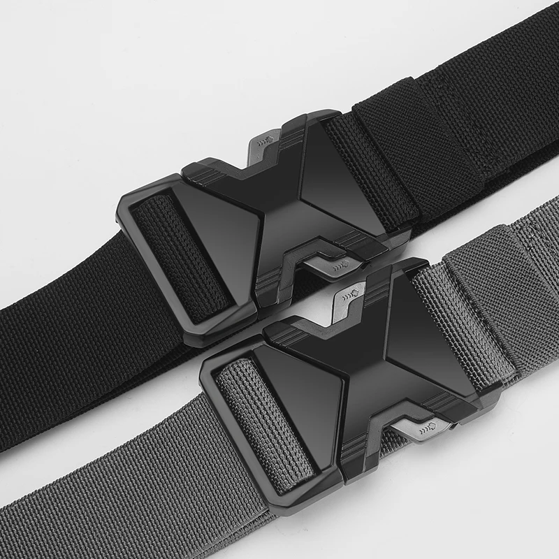 New Fashionable Men's Automatic Buckle Canvas Belt for Casual Pants Father's Day Gift Belt