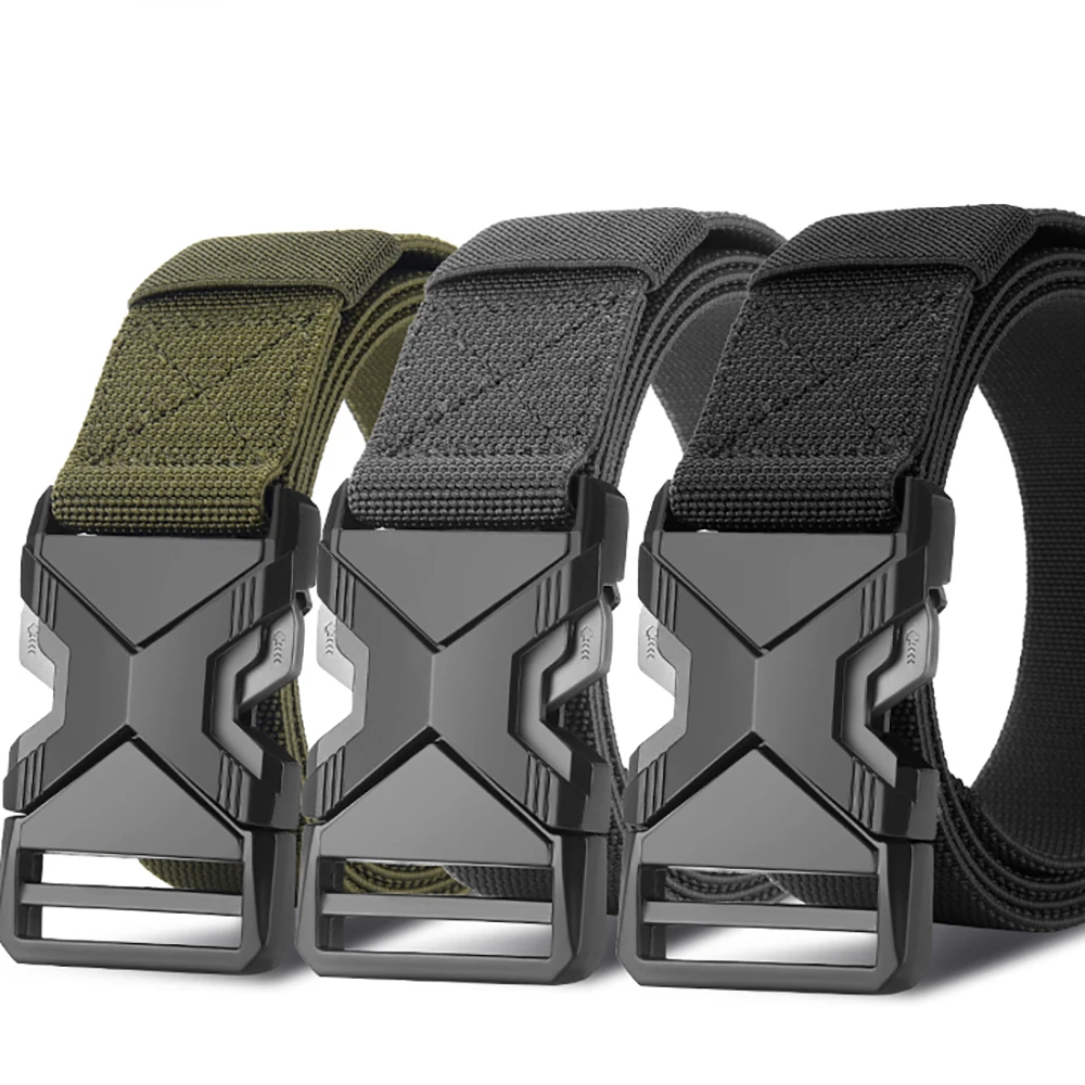 New Fashionable Men's Automatic Buckle Canvas Belt for Casual Pants Father's Day Gift Belt