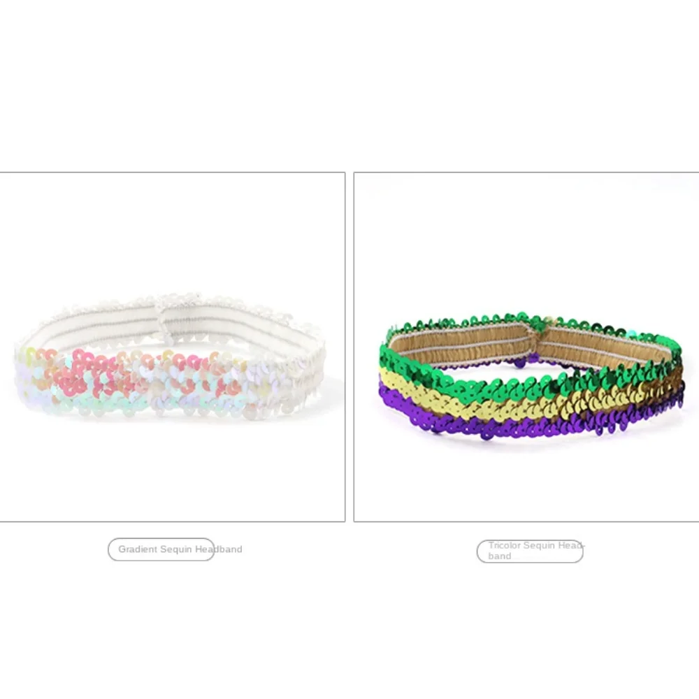 Indian Sequins Sequin Headband Headwear Hair Accessories Glitter Hairband Costume Women Fashion Elastic Hairbow Party Gift