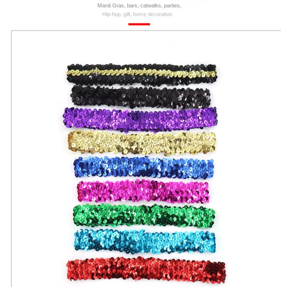 Indian Sequins Sequin Headband Headwear Hair Accessories Glitter Hairband Costume Women Fashion Elastic Hairbow Party Gift