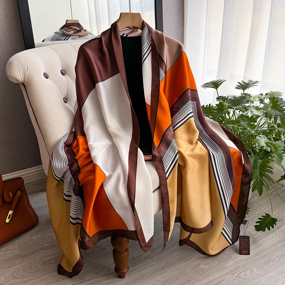 Luxury Brand Scarf Spring Summer Women Beach Sunscreen Fashion Party Shawl China Quality Silk Lady Popular Print Scarves Hijab