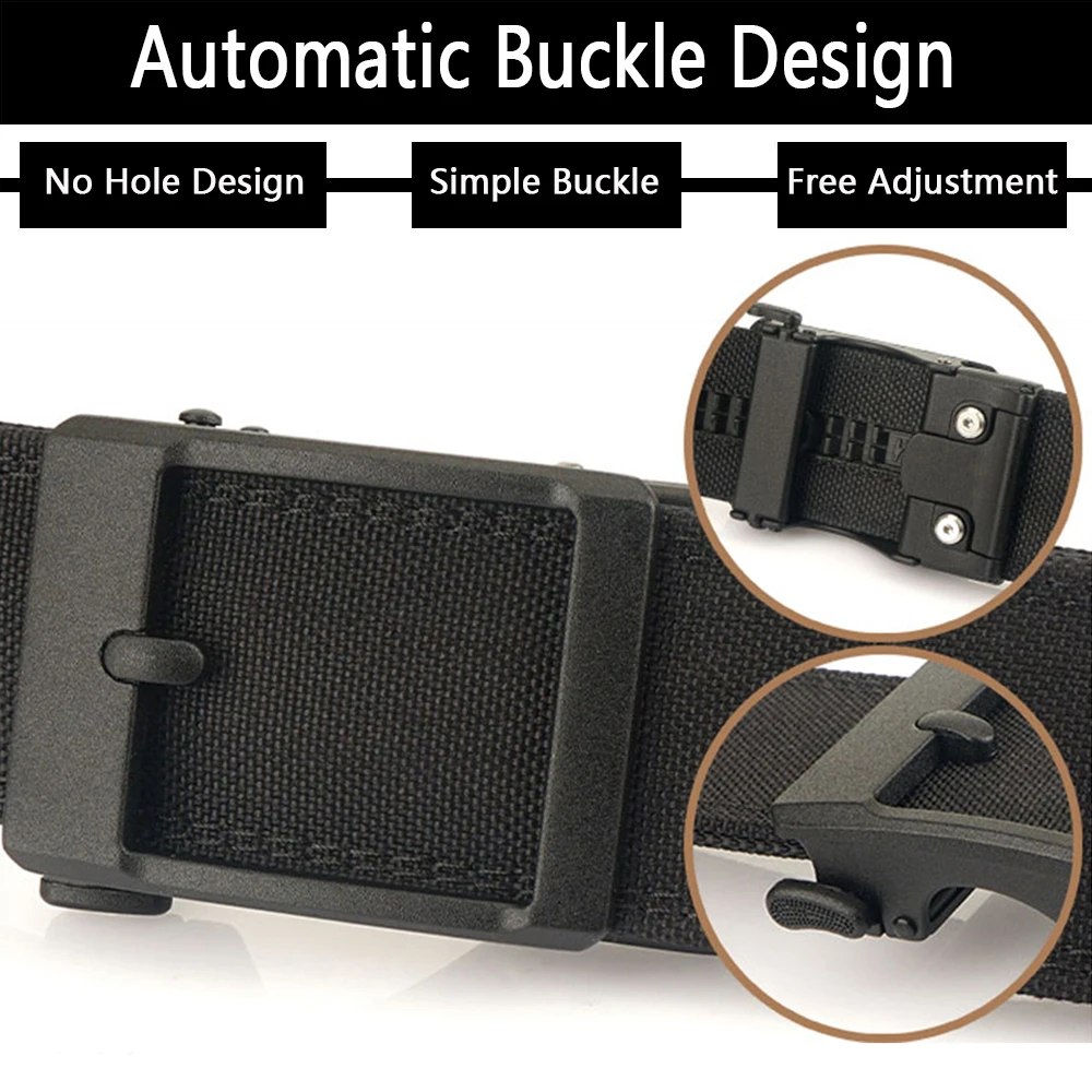 TUSHI Hard 4.3 Wide Thickened Gun Hanging Double-Layer Nylon Cloth Belt Versatile Casual Outdoor Tactical Automatic Buckle Mens