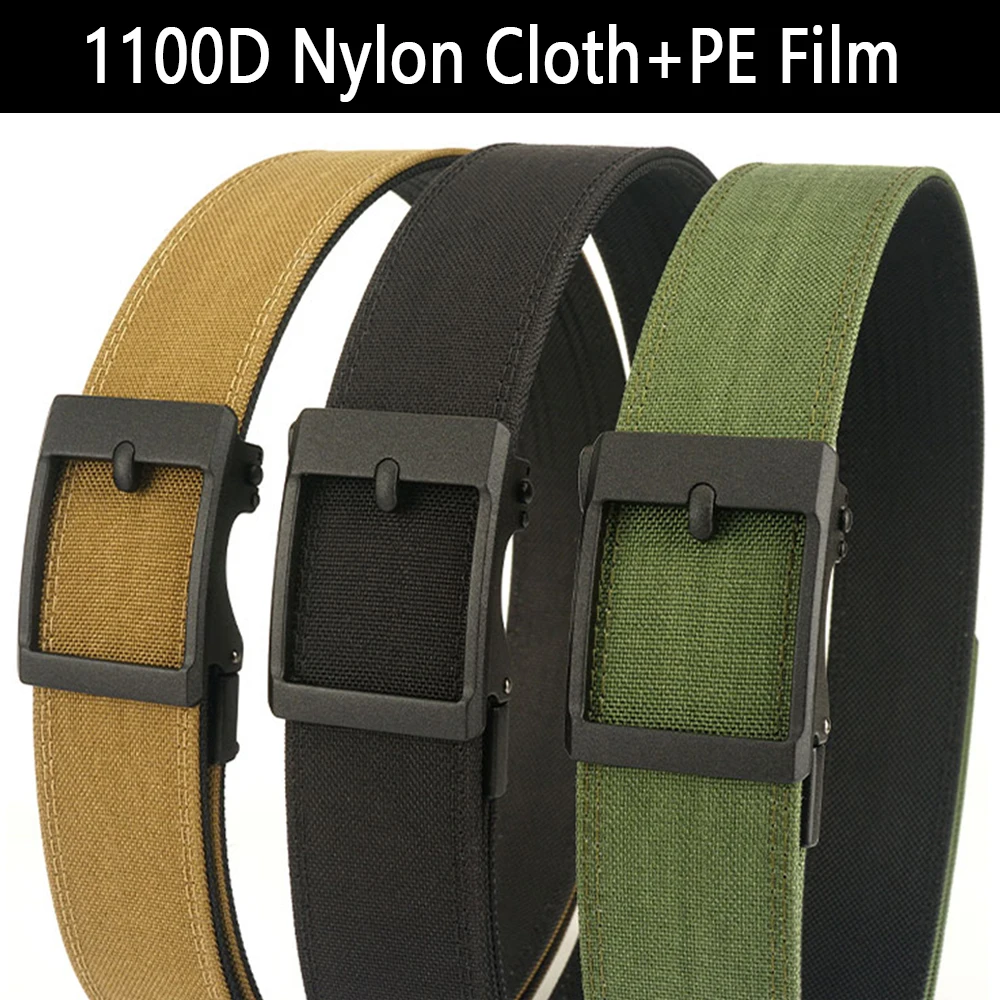 TUSHI Hard 4.3 Wide Thickened Gun Hanging Double-Layer Nylon Cloth Belt Versatile Casual Outdoor Tactical Automatic Buckle Mens