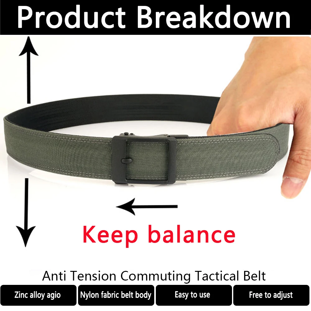 TUSHI Hard 4.3 Wide Thickened Gun Hanging Double-Layer Nylon Cloth Belt Versatile Casual Outdoor Tactical Automatic Buckle Mens