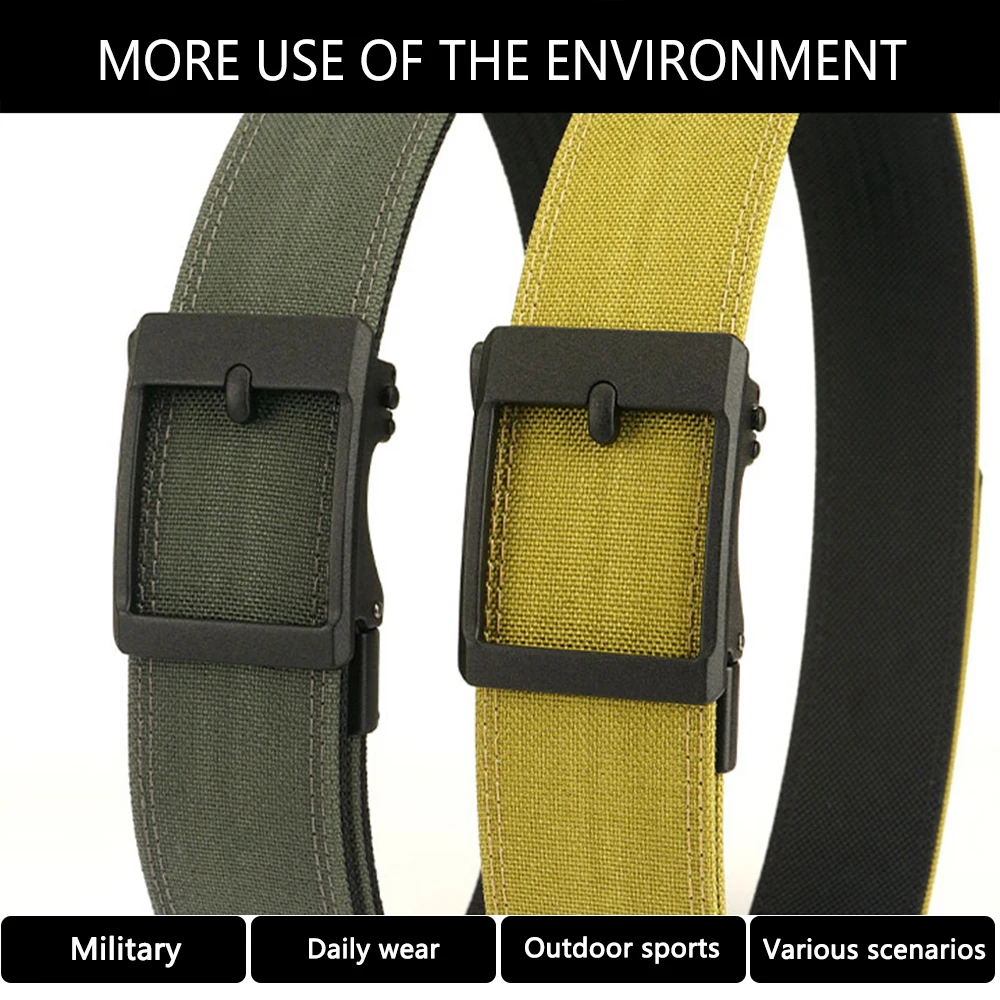 TUSHI Hard 4.3 Wide Thickened Gun Hanging Double-Layer Nylon Cloth Belt Versatile Casual Outdoor Tactical Automatic Buckle Mens