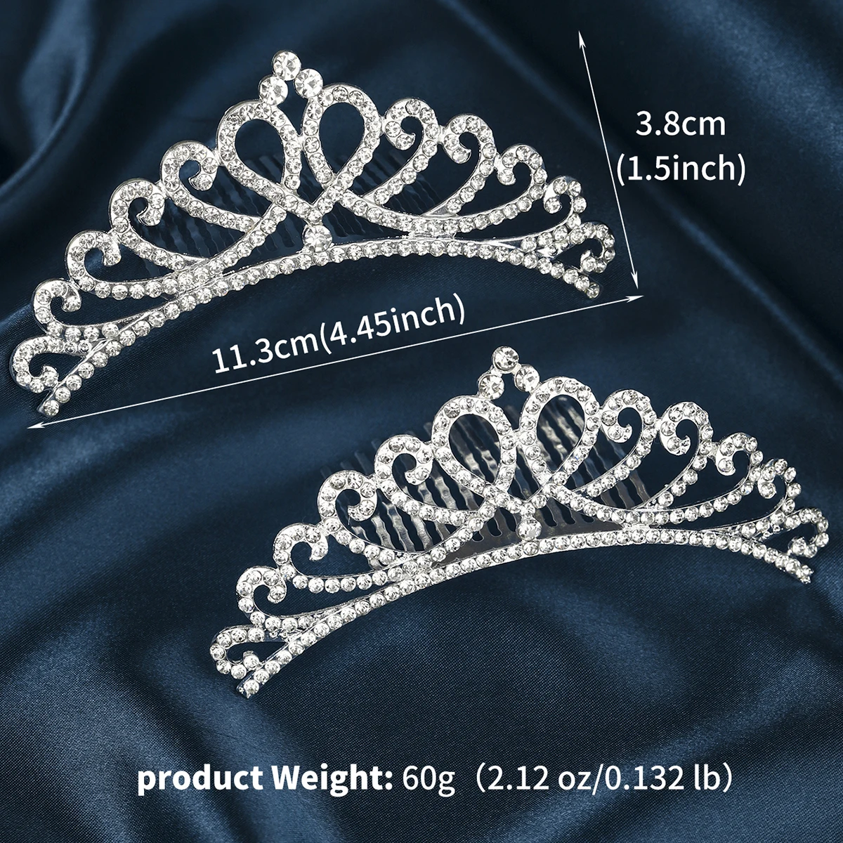 Classic Rhinestone Heart Crown Fashion Jewelry Headpieces Hair Accessories Party Performance Tiara For Women As Gifts