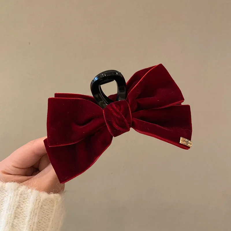 New Style! Black Velvet Big Bow Hair Clips - Women's High - end Hair Accessories, Suitable for Parties, Dances and Daily Life.