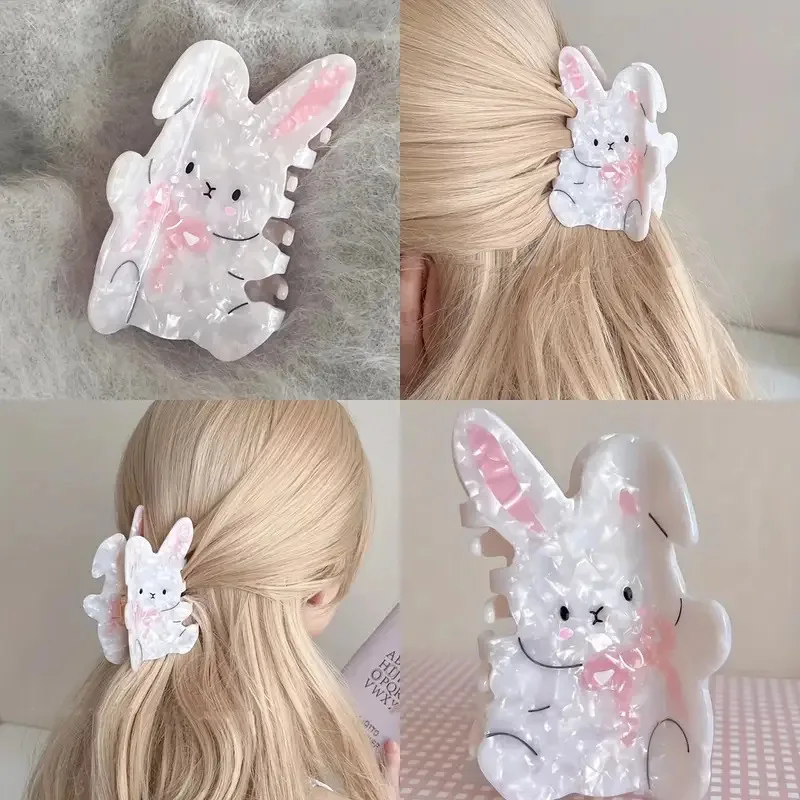 1PC Cute Rabbit Hair Claw - Cartoon Ponytail Clip, Cute Back-of-Head Updo Shark Clip & Hair Accessory